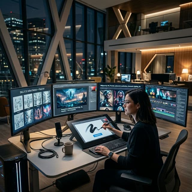 AI creative workstation layout