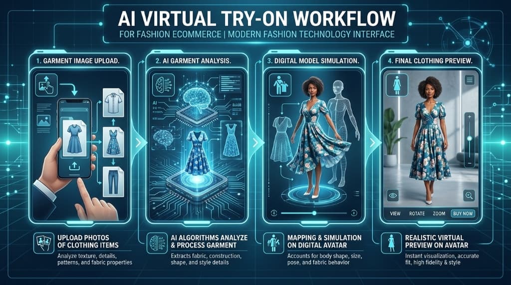 AI Virtual Try-On Workflow Infographic