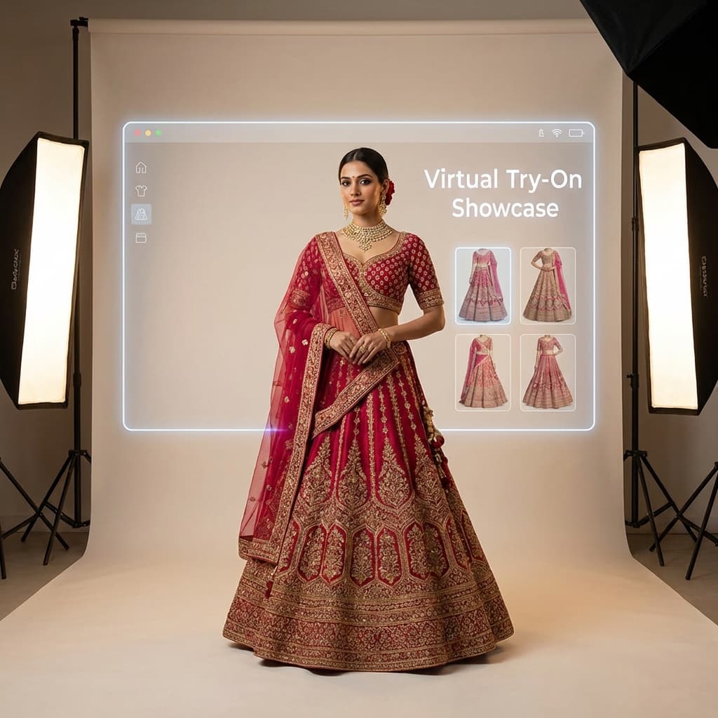 AI Model wearing Bridal Lehenga
