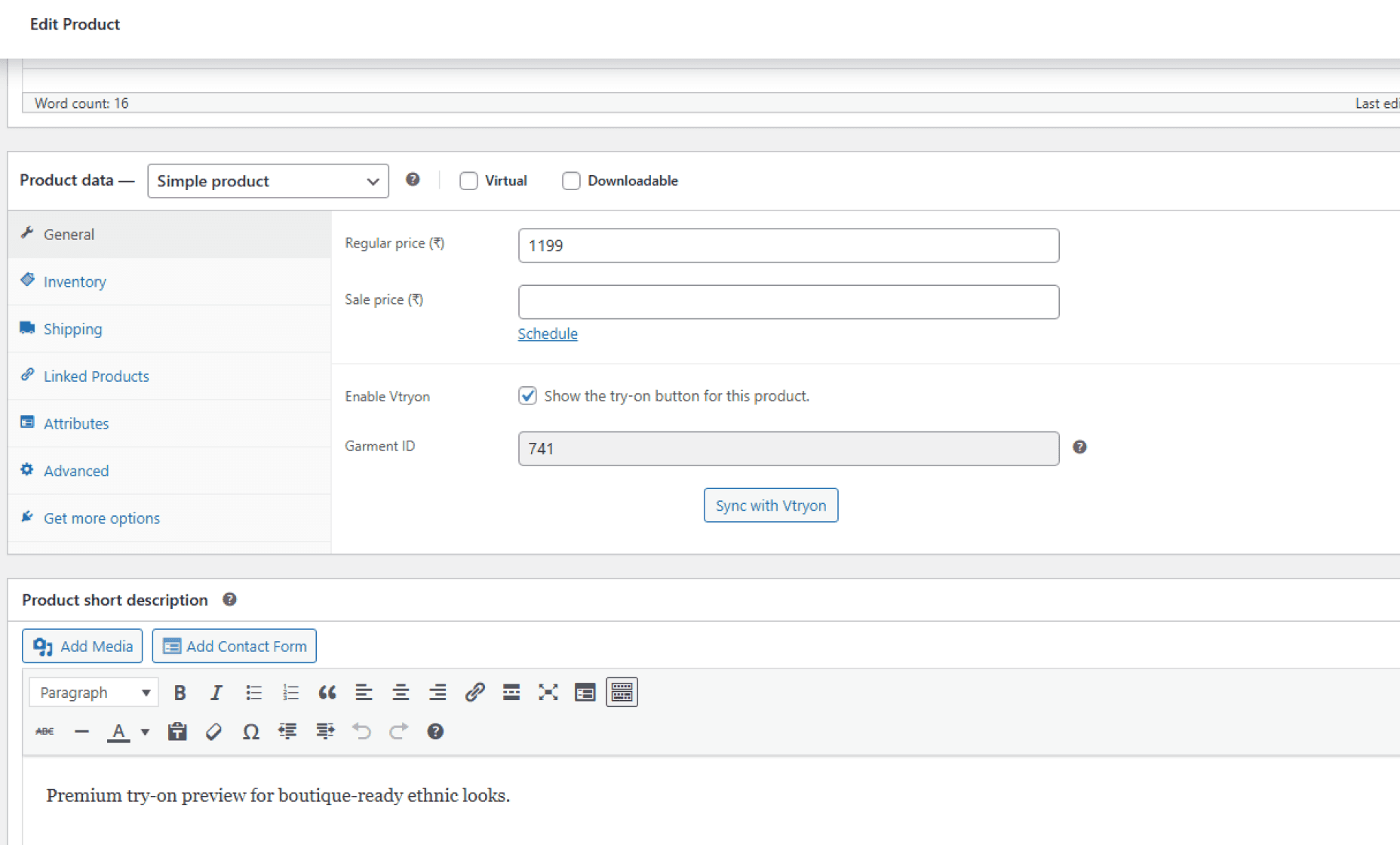 Sync products settings in WooCommerce product editor
