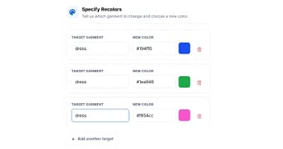 Choose new color entries in recolor modal