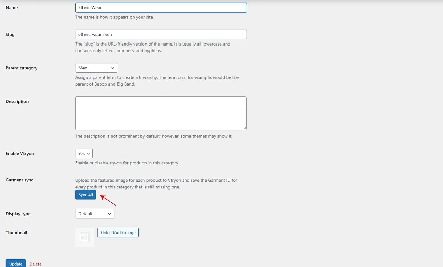 Sync All for a category uses each product featured image after confirmation