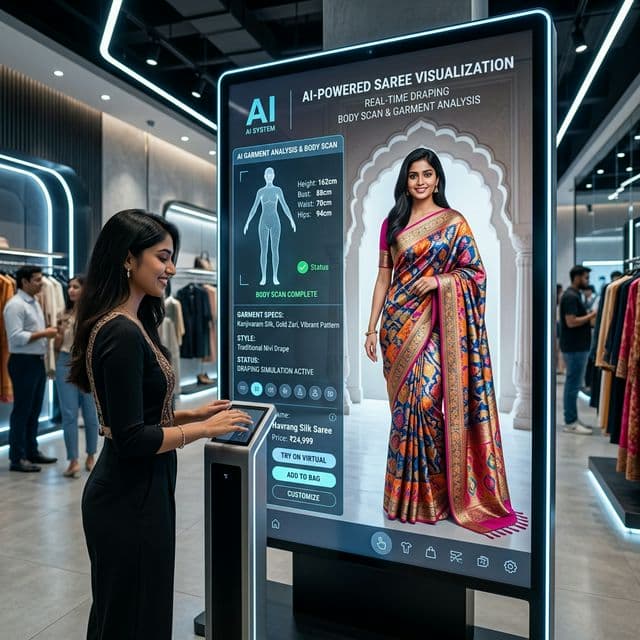 AI saree visualization software interface