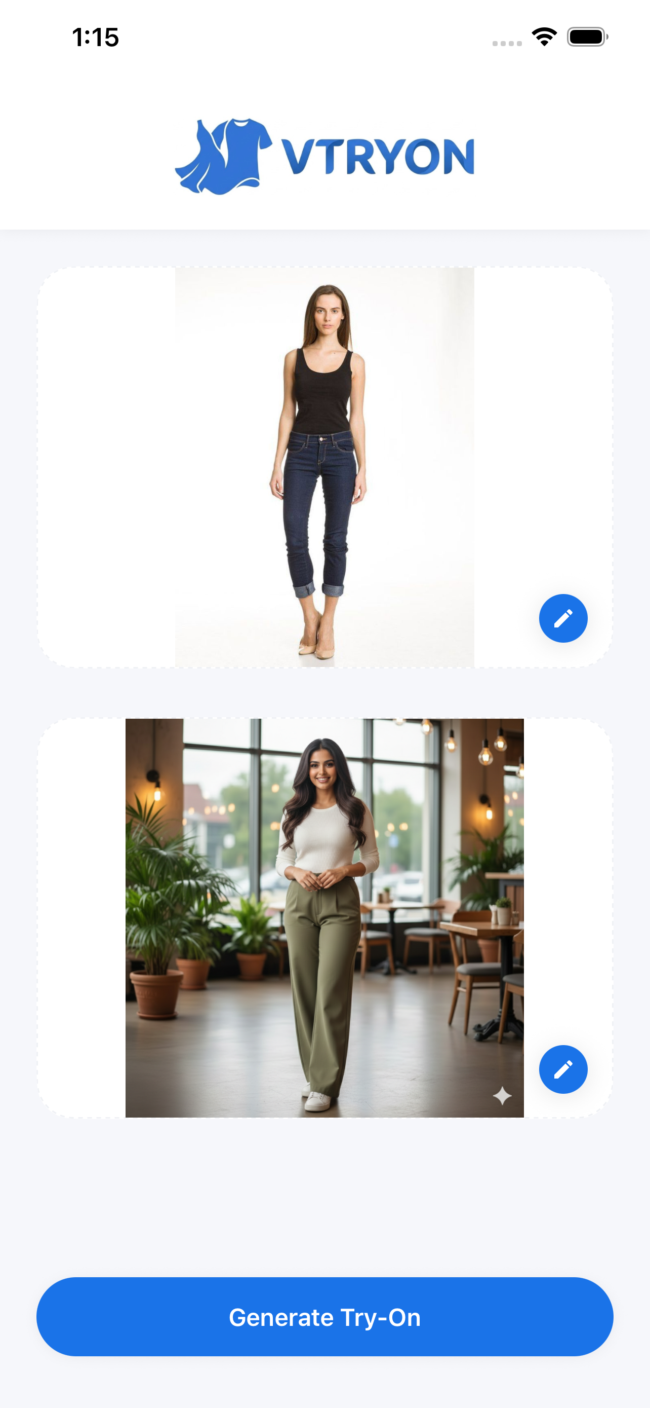Virtual Try-On Interface - Model Selection